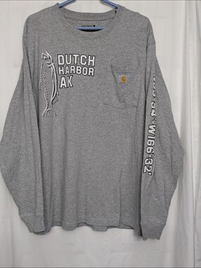 Carhartt Gray 'Dutch Harbor AK' Long Sleeve Pocket Tee